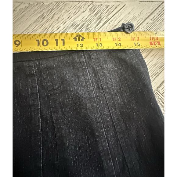 Vtg Dark Blue Denim Pleated Stretch Midi Skirt Size 6 Larry Levine - Picture 6 of 8